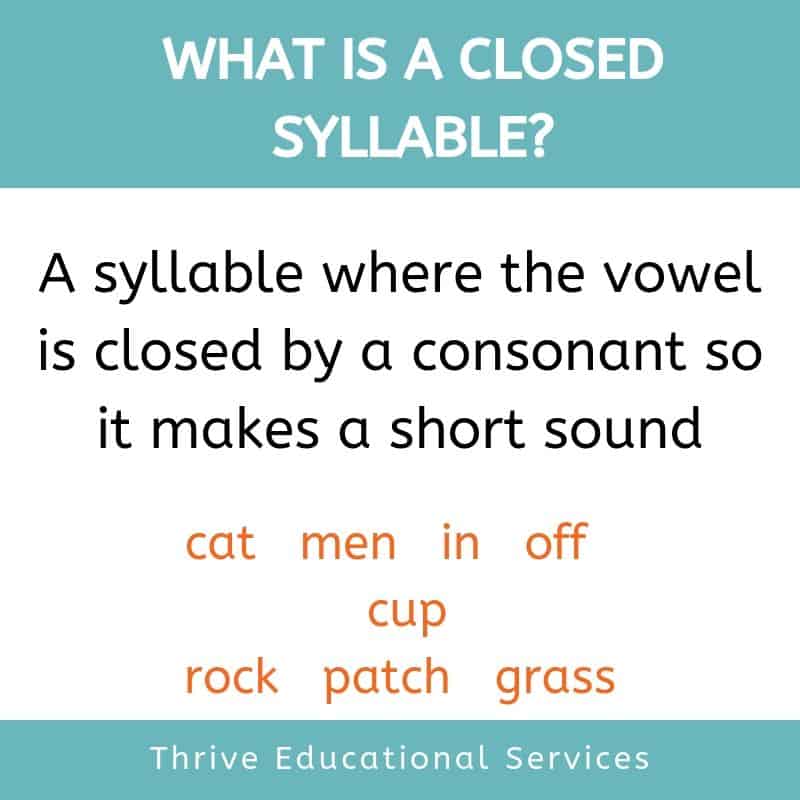examples of closed syllable words