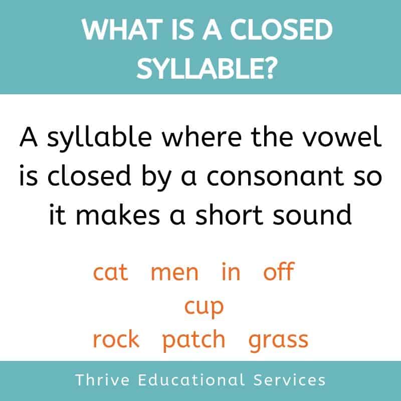 All About The Closed Syllable FREE Word List