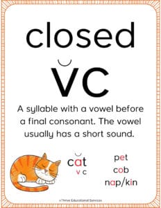 closed syllable poster