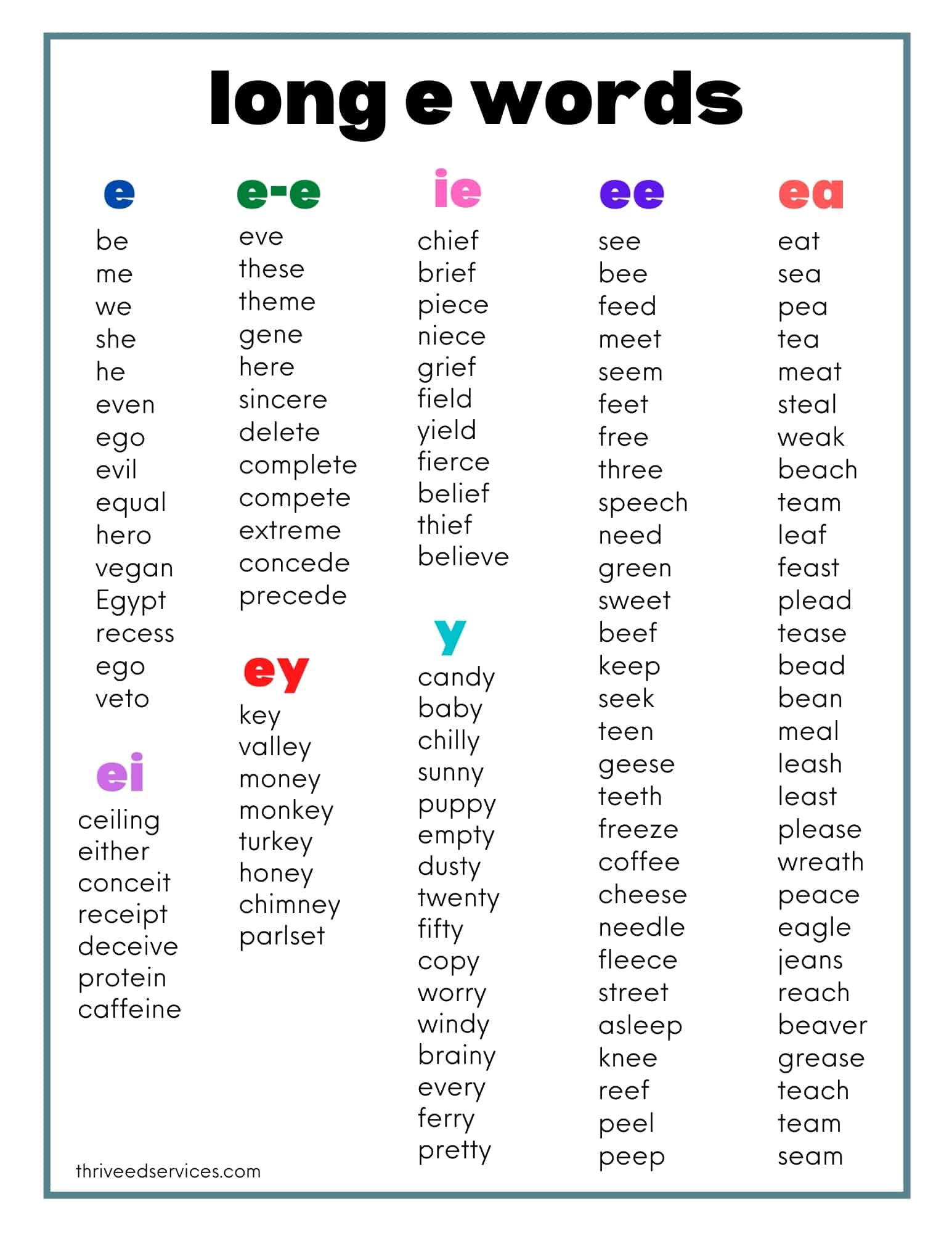 Free Printable Common Words Educational Chart – Monkey Pen Store