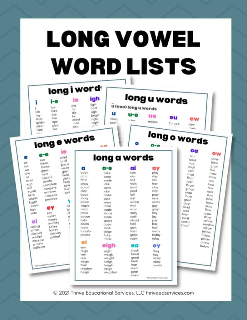 Long Vowel Sounds: Word Lists & Activities - Thrive Literacy Corner