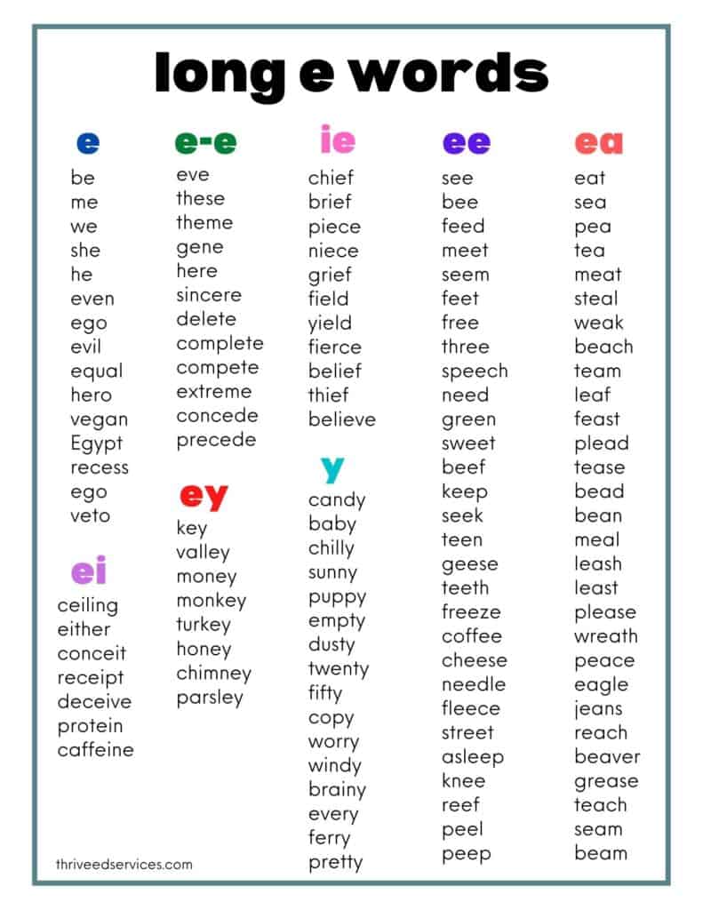 Word Study List — Double Consonant Words