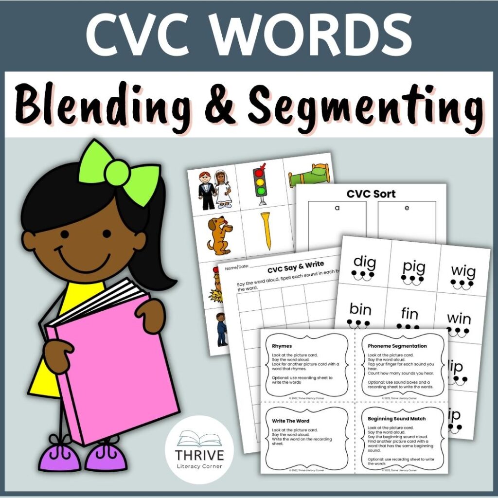 cvc words with pictures blending and segmenting cards