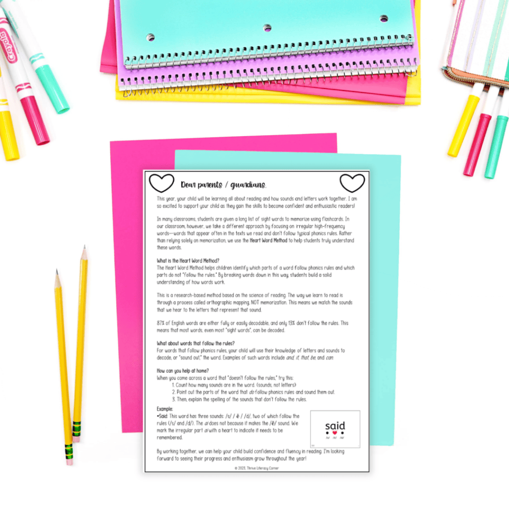 parent heart words letter