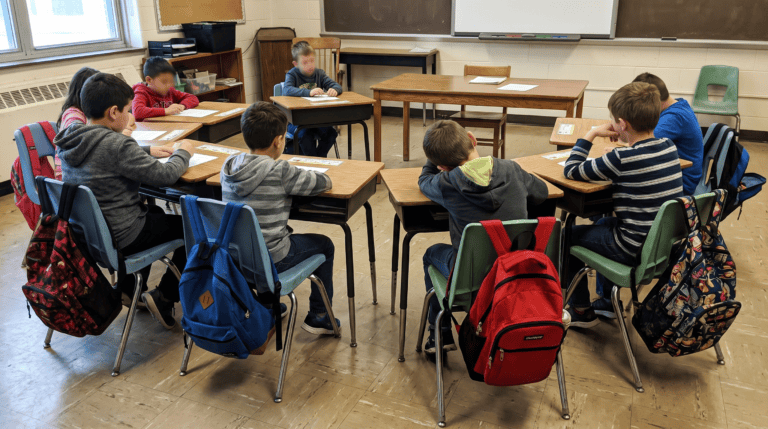 students working in classroom